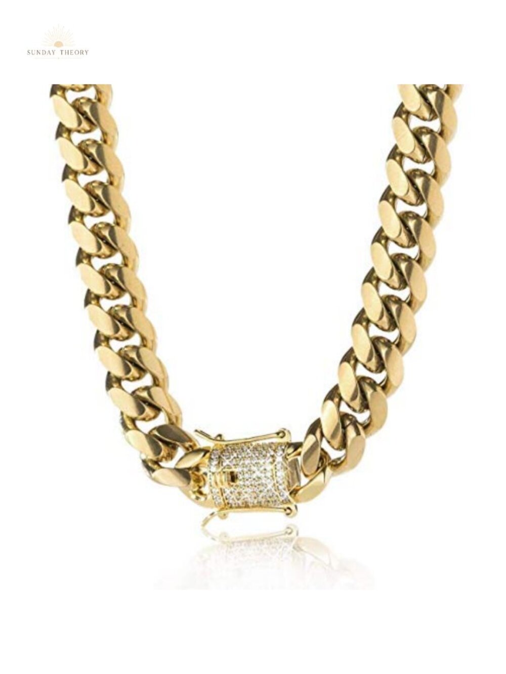 14K Gold Plated Miami Cuban Link Chain Necklace or Bracelet 316L Steel